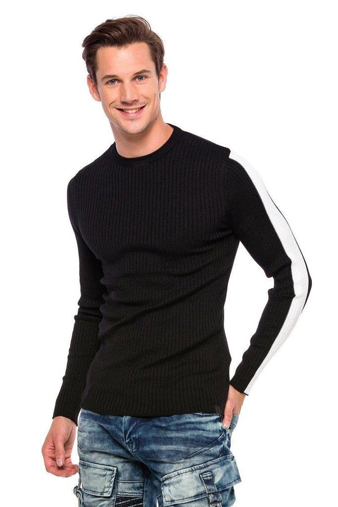 cipo & baxx CP194 Striped Sleeve Knitwear Sweater RED