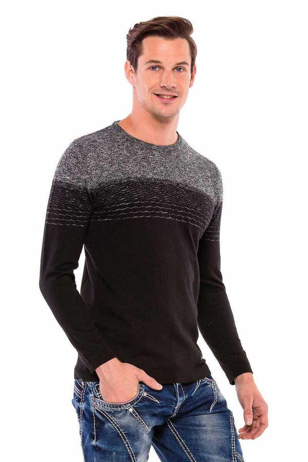 Cipo & Baxx CP200 Double Color Knitwear Men's Sweater BLACK-GREY