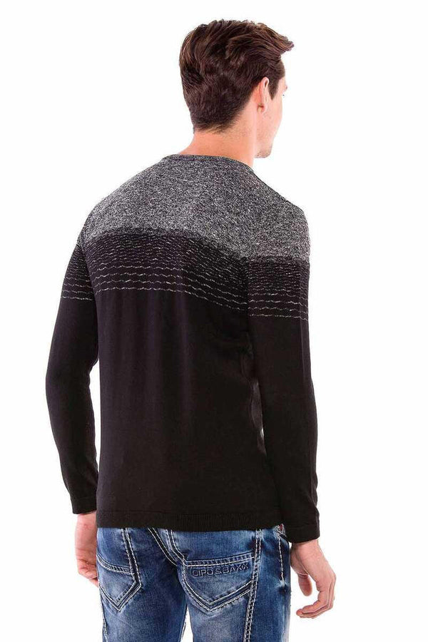 Cipo & Baxx CP200 Double Color Knitwear Men's Sweater BLACK-GREY