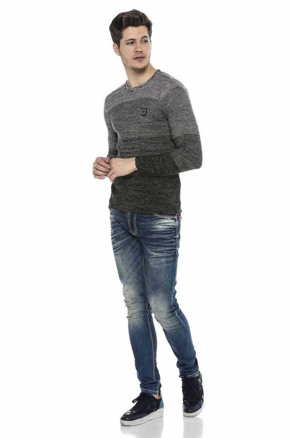 Cipo & Baxx CP205 Crew Neck Sports Men's Sweater ANTHRACITE