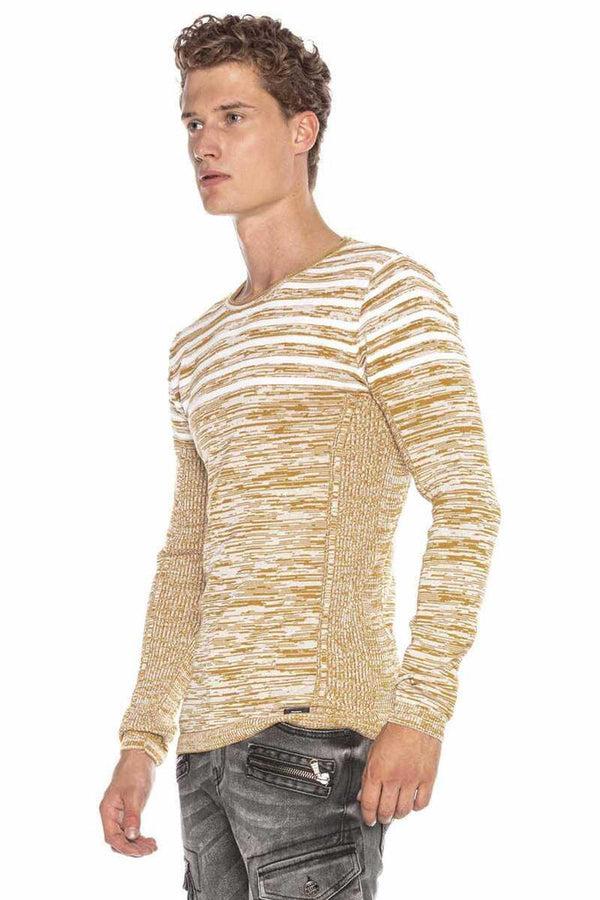 Cipo & Baxx CP223 Crew Neck Slim Fit Men's Sweater CAMEL