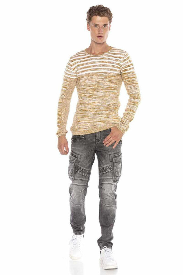 Cipo & Baxx CP223 Crew Neck Slim Fit Men's Sweater CAMEL