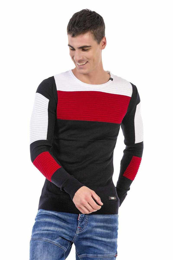 Cipo & Baxx CP247 Textured Men's Sweater BLACK-ANTHRACITE