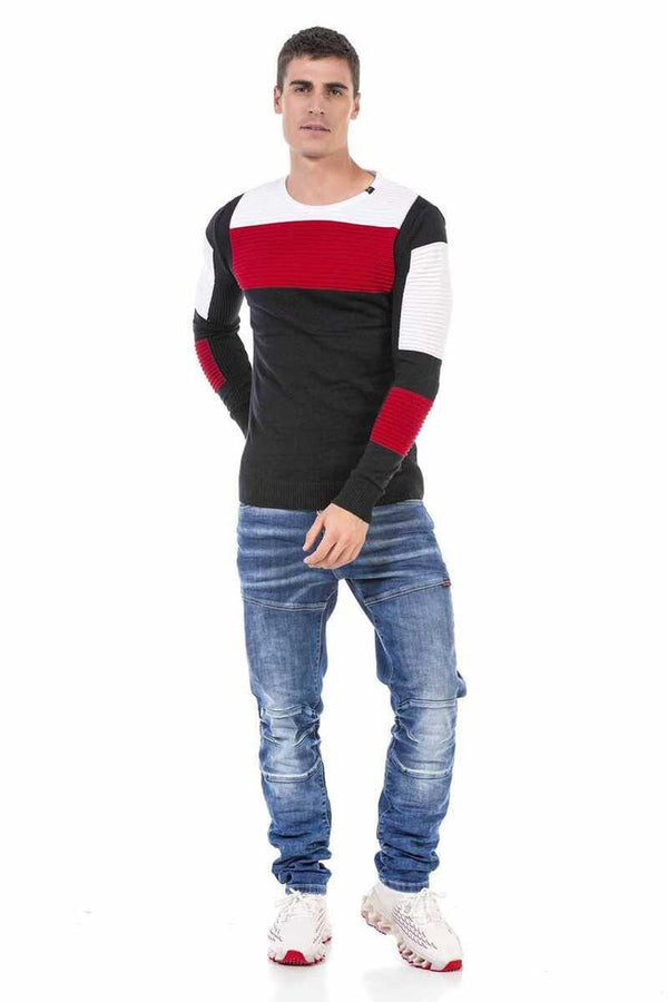 Cipo & Baxx CP247 Textured Men's Sweater BLACK-ANTHRACITE