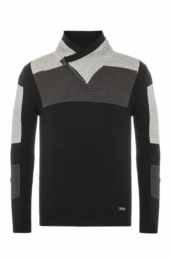 Cipo & Baxx CP248 Shawl Collar Men's Sweater NAVYBLUE-RED