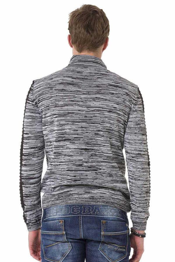Cipo & Baxx CP252 Men's Shawl Collar Textured Sweater BLACK-GREY