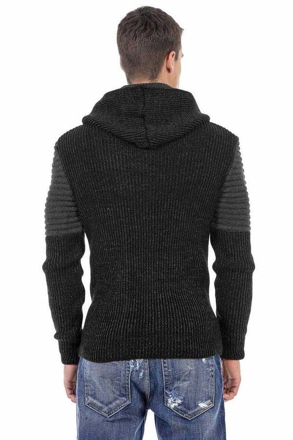 Cipo & Baxx CP253 Collared Hooded Men's Sweater GREY-ANTHRACITE