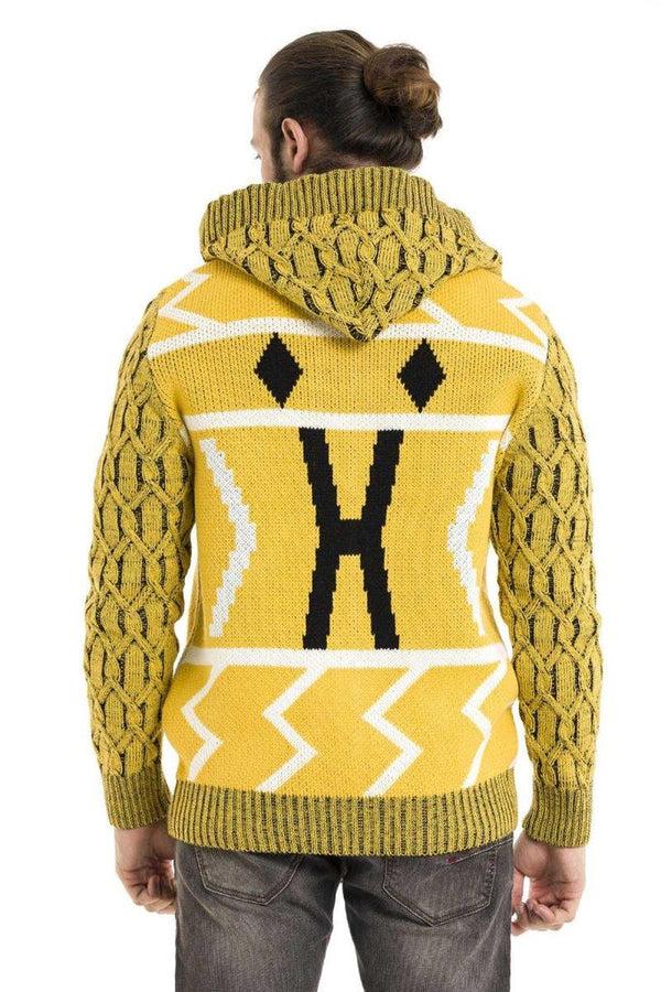 Cipo & Baxx CP256 Hooded Zippered Winter Thick Yellow Cardigan YELLOW