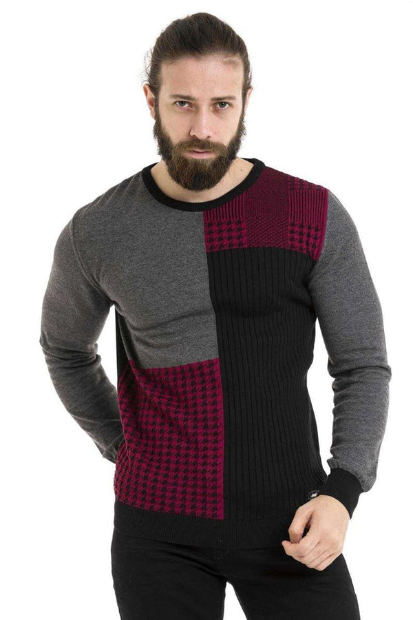 Cipo & Baxx CP263 Round Collar Patterned Men's Knitwear GREY