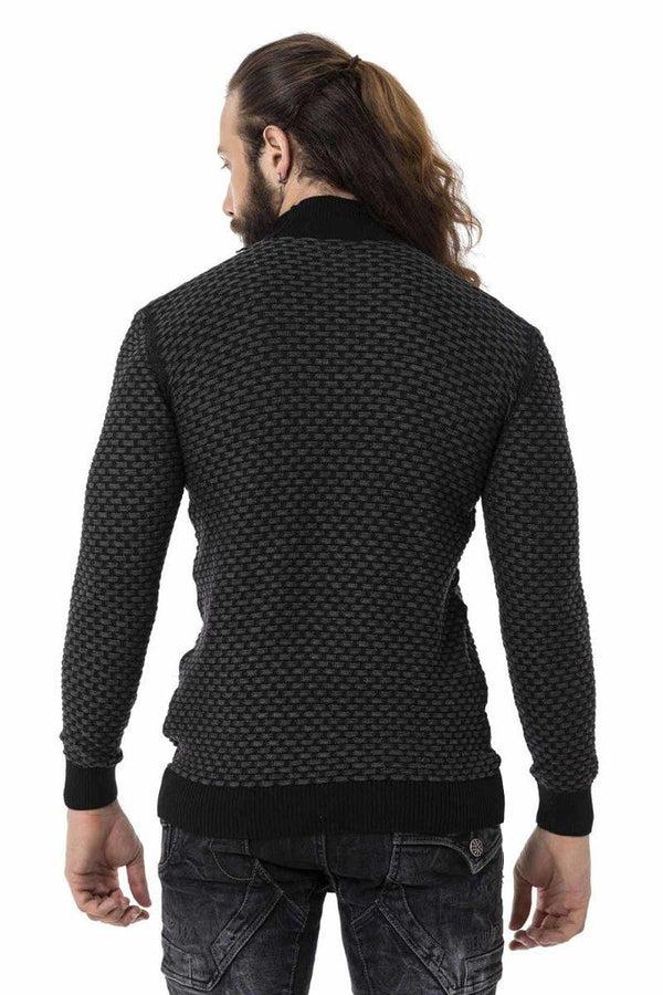 Cipo & Baxx CP274 Half Turtleneck Textured Sweater BLACK