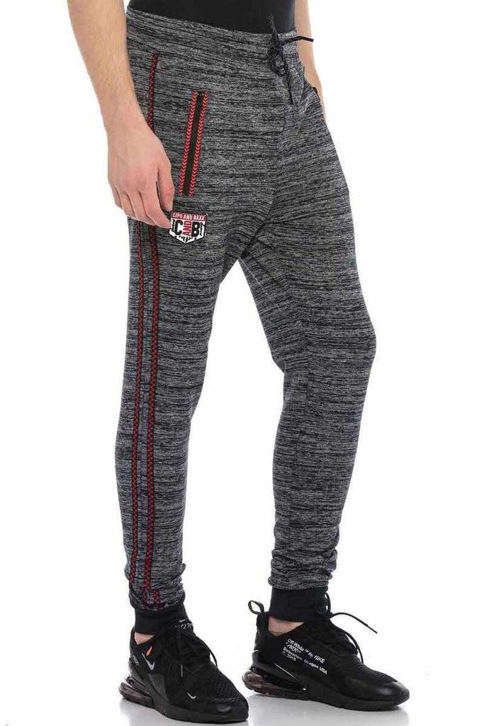 cipo & baxx CR119 Side Striped Low Waist Slim Bottom Tracksuit GREYMELANGE