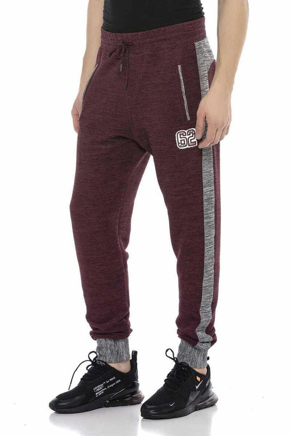 Cipo & Baxx CT120 Striped Elastic Pocket Bottom Tracksuit BURGUNDY-GREY