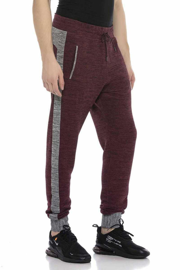 cipo & baxx CT120 Striped Elastic Pocket Bottom Tracksuit BURGUNDY-GREY