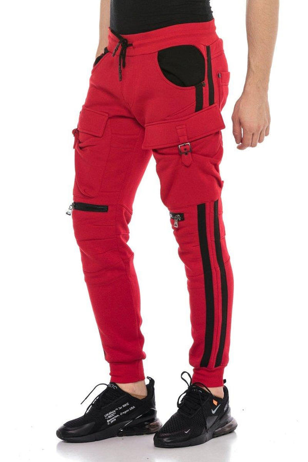 Cipo & Baxx CT125 Striped Cargo Pocket Bottom Tracksuit RED