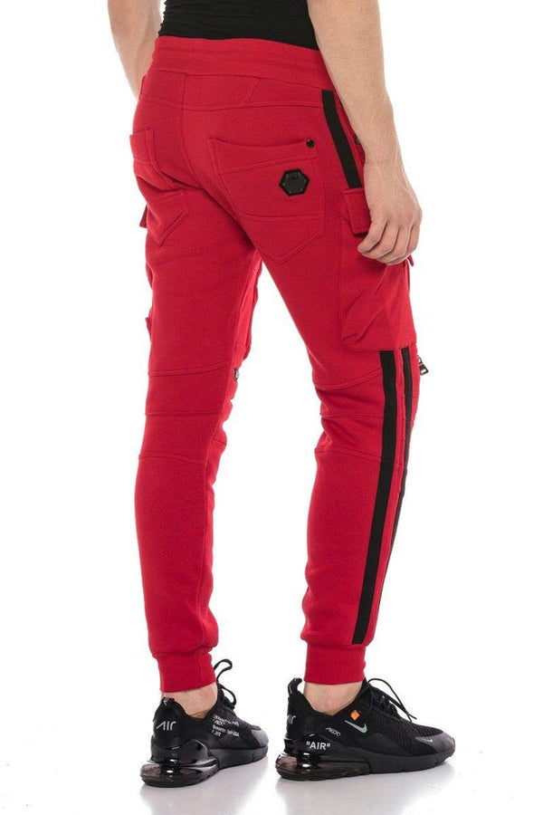 Cipo & Baxx CT125 Striped Cargo Pocket Bottom Tracksuit RED