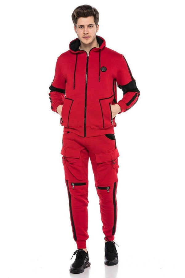 Cipo & Baxx CT125 Striped Cargo Pocket Bottom Tracksuit RED