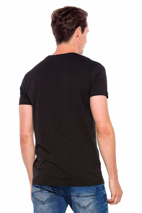 Cipo & Baxx CT166 Berlin Printed Crew Neck T-Shirt BLACK