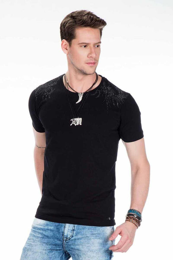 Cipo & Baxx CT376 Yakuza Dragon Embroidered Men's T-Shirt RED