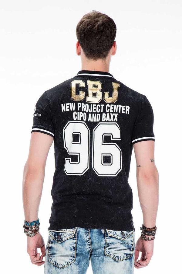 Cipo & Baxx CT381 West Coast Printed Polo Neck T-Shirt BLACK