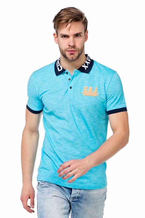 Cipo & Baxx CT416 Polo Neck Embroidered Slim Fit Men's T-Shirt BLUE