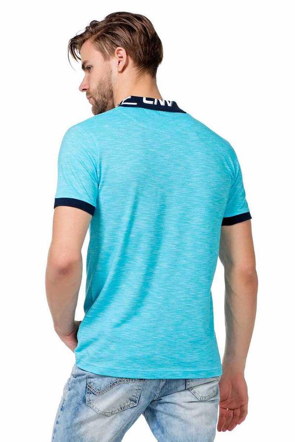 Cipo & Baxx CT416 Polo Neck Embroidered Slim Fit Men's T-Shirt BLUE