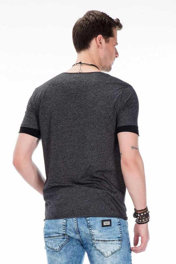 Cipo & Baxx CT425 Wide Collar Comfortable Men's T-Shirt ANTHRACITE
