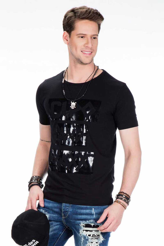 cipo & baxx CT430 Bright Printed Plain Slim Fit Men's T-Shirt WHITE