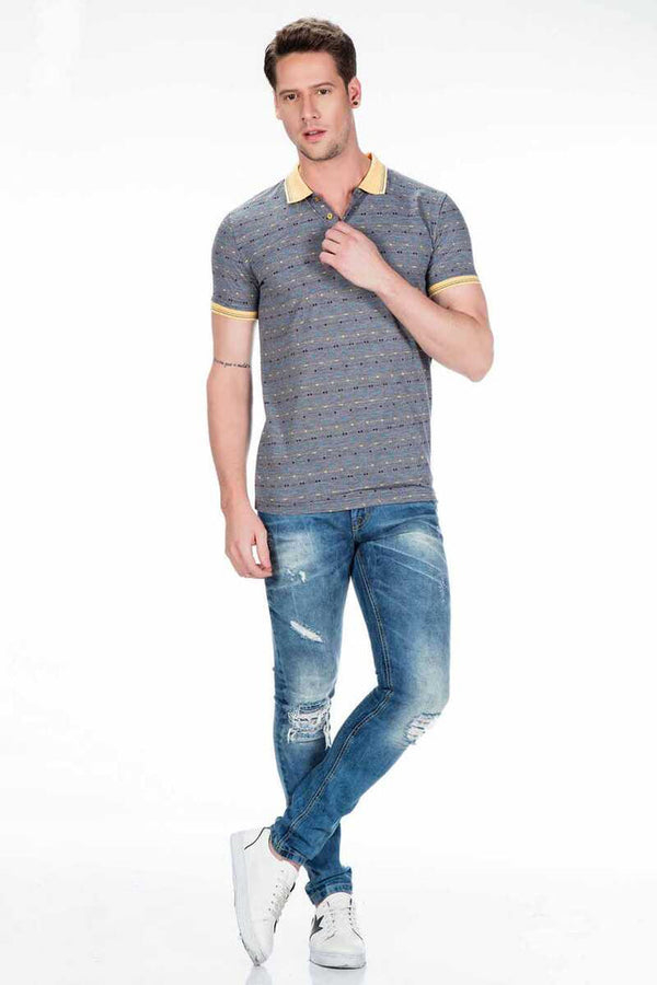 Cipo & Baxx CT440 Polo Neck Classic Men's T-Shirt GREY