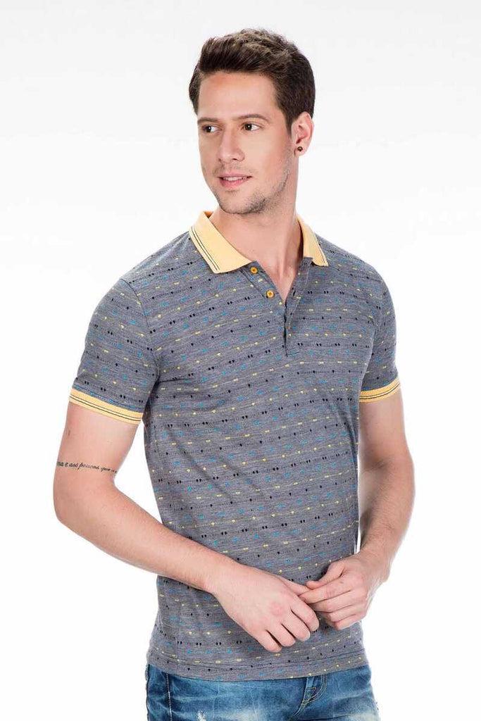 cipo & baxx CT440 Polo Neck Classic Men's T-Shirt GREY
