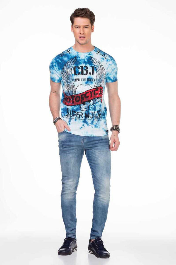 Cipo & Baxx CT458 Printed Wash Slim Fit Men's T-Shirt GREEN