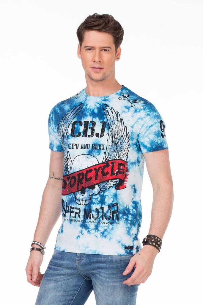 cipo & baxx CT458 Printed Wash Slim Fit Men's T-Shirt GREEN