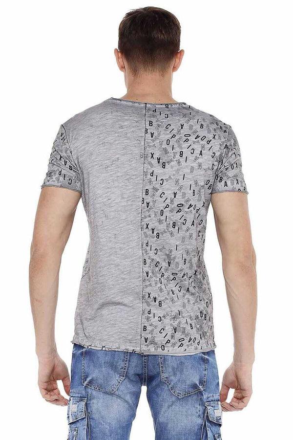 Cipo & Baxx CT469 Stitched Letter Printed Slim Fit Men's T-Shirt GREY