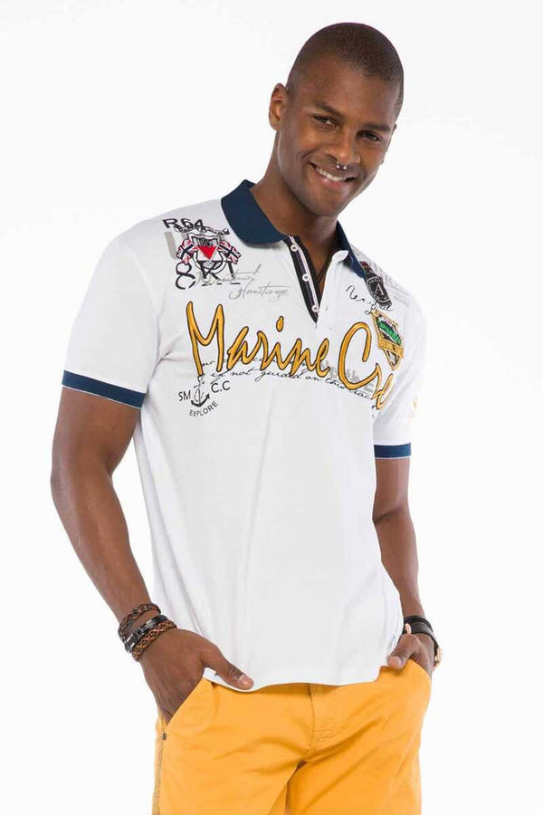 Cipo & Baxx CT509 Polo Neck Embroidered Printed Men's T-Shirt BLACK