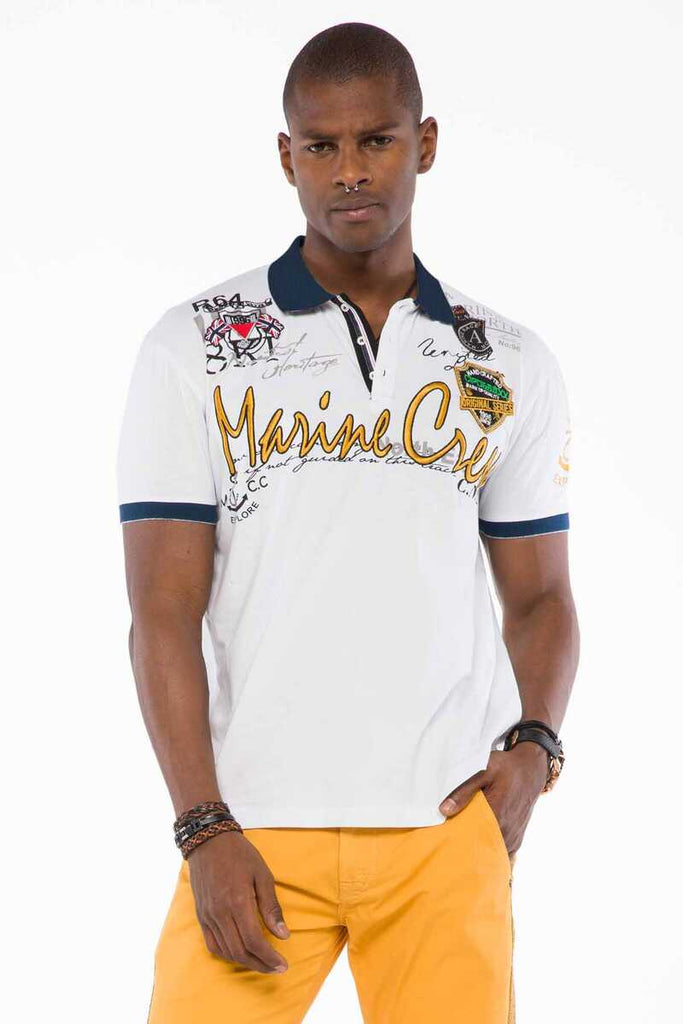 cipo & baxx CT509 Polo Neck Embroidered Printed Men's T-Shirt BLACK