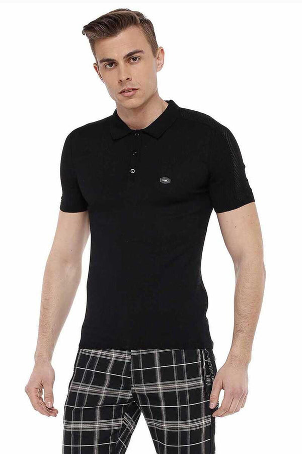 Cipo & Baxx CT517 Polo Neck Slim Fit Men's Knitwear T-Shirt BLACK