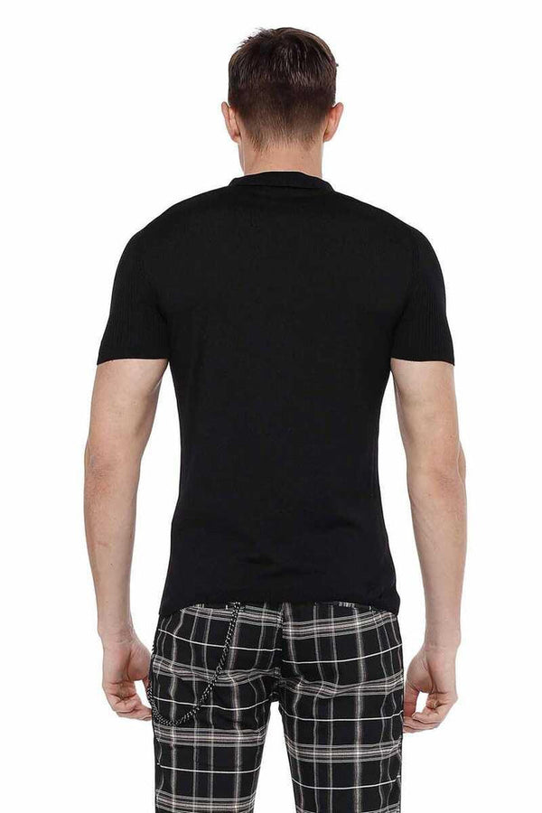 Cipo & Baxx CT517 Polo Neck Slim Fit Men's Knitwear T-Shirt BLACK