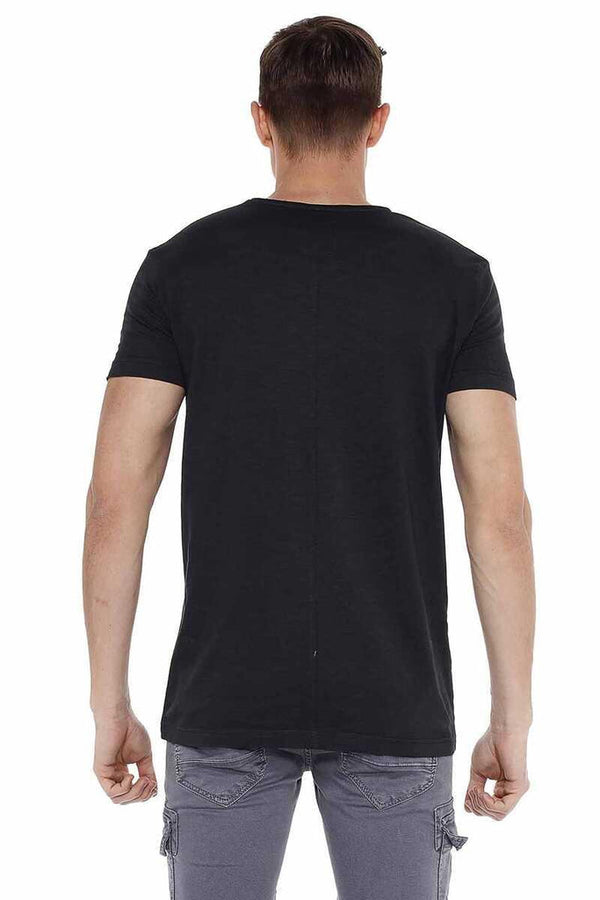 Cipo & Baxx CT522 Men's Wide Collar Basic T-Shirt GREYMELANGE