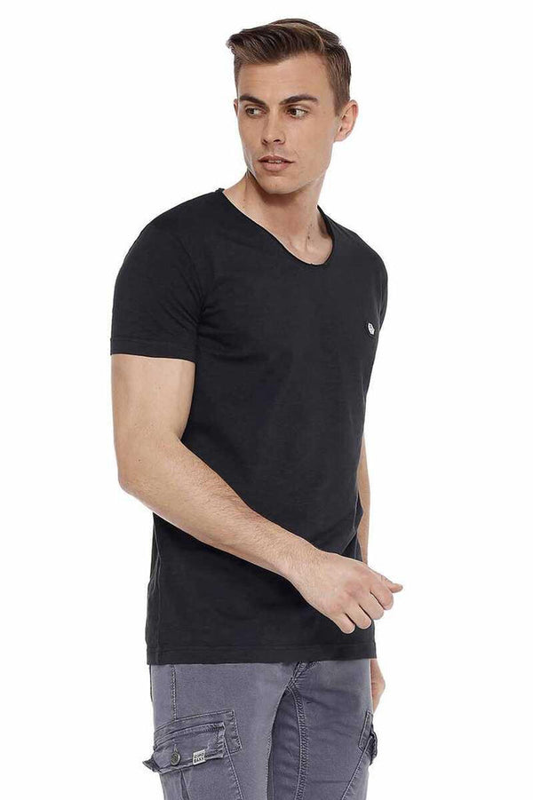 Cipo & Baxx CT522 Men's Wide Collar Basic T-Shirt GREYMELANGE
