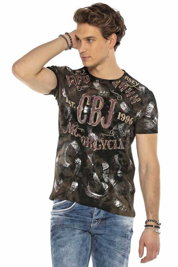 Cipo & Baxx CT560 Hand Painted Glitter Dark Dirty Color T-Shirt BLACK