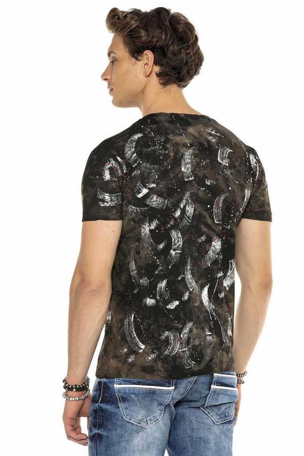 Cipo & Baxx CT560 Hand Painted Glitter Dark Dirty Color T-Shirt BLACK