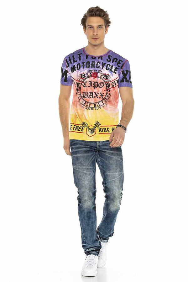 Cipo & Baxx CT580 Stone Logo Motor Club T-Shirt PURPLE