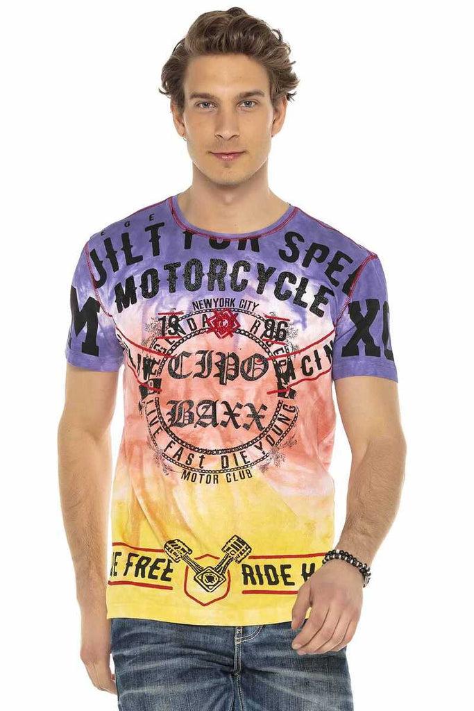 cipo & baxx CT580 Stone Logo Motor Club T-Shirt PURPLE