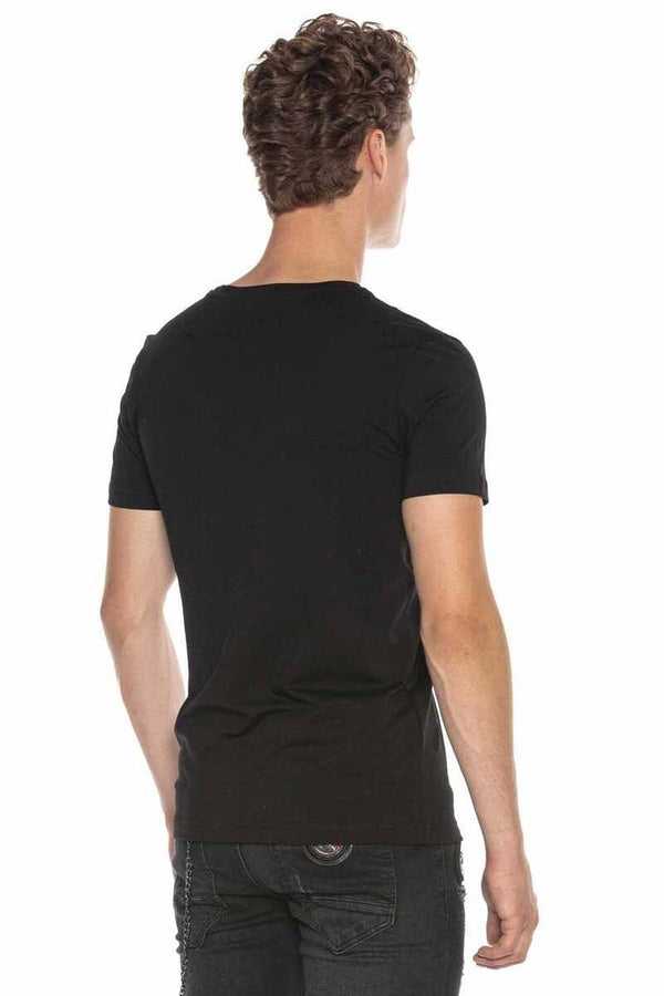 Cipo & Baxx CT600 Printed Crew Neck Slim Fit T-Shirt BLACK