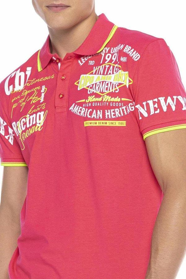 Cipo & Baxx CT603 Printed Slim Men's Polo Neck T-Shirt TURQUOISE