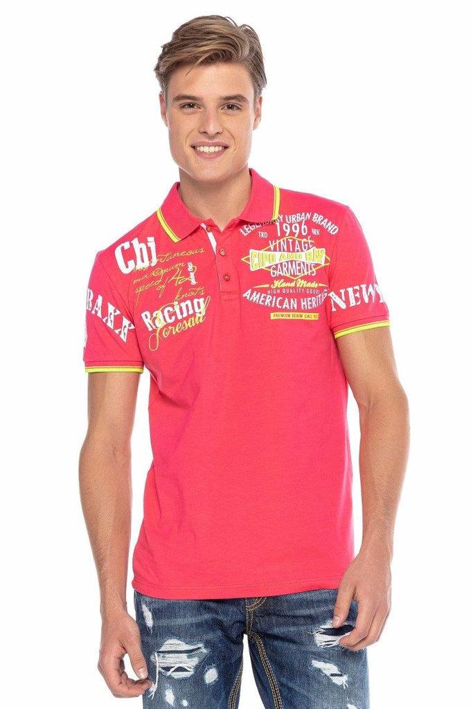 cipo & baxx CT603 Printed Slim Men's Polo Neck T-Shirt TURQUOISE