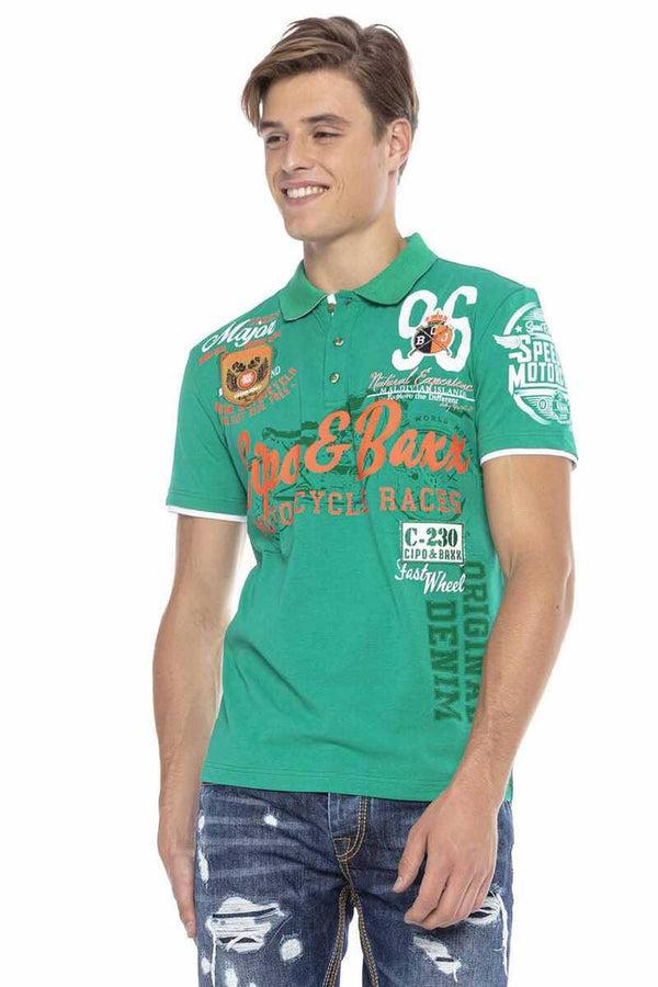 Cipo & Baxx CT604 Emblem Slim Men's Polo Neck T-Shirt GREEN