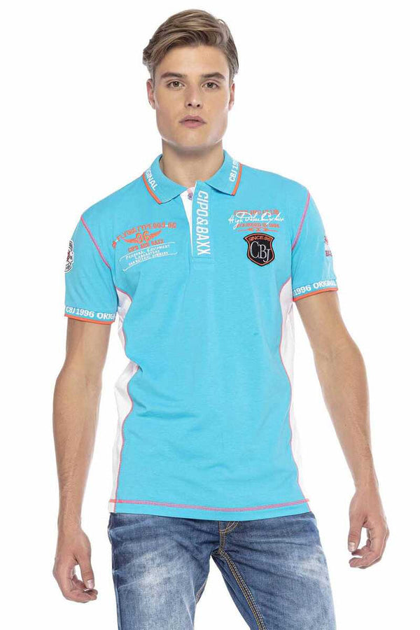 Cipo & Baxx CT605 Embroidered Slim Men's Polo Neck T-Shirt NAVYBLUE