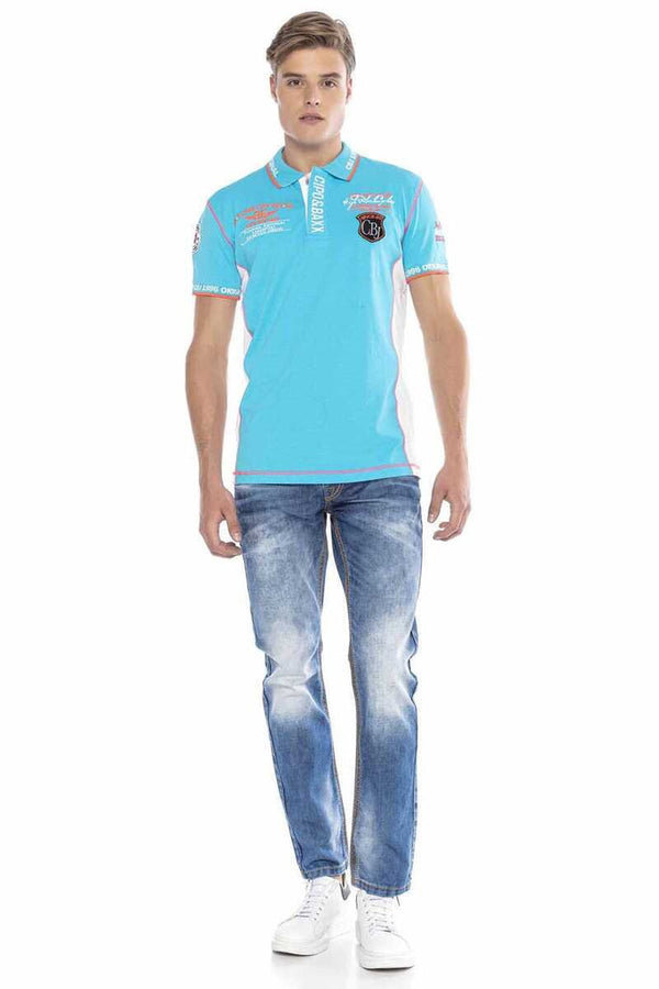 Cipo & Baxx CT605 Embroidered Slim Men's Polo Neck T-Shirt NAVYBLUE