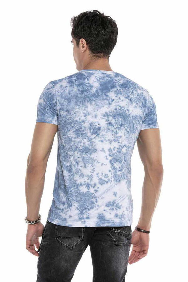 Cipo & Baxx CT629 Patterned Vintage Biker T-Shirt BLUE
