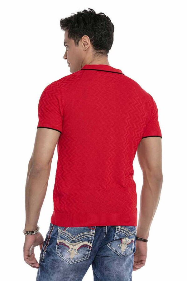 Cipo & Baxx CT652 Textured Knitwear Polo Neck T-Shirt RED